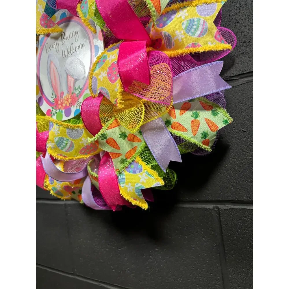 Easter Wreath, Welcome Wreath Front Door Decor Handmade 22 In
